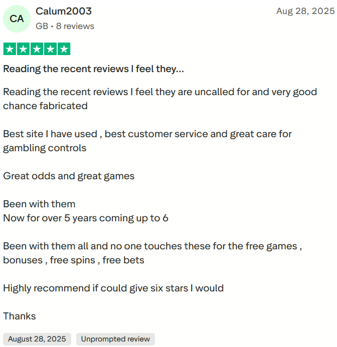 Trustpilot player's opinion of Cyber Bet